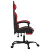 vidaXL Chaise de jeu pivotante et repose-pied Noir et rouge Similicuir