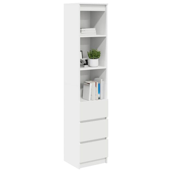 vidaXL Buffet haut blanc 37,5x35x180 cm bois d'ing&eacute;nierie