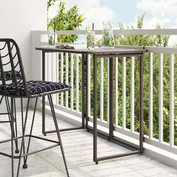VidaXL Table de jardin pliante marron 90 x 51 x 75 cm polyrotin