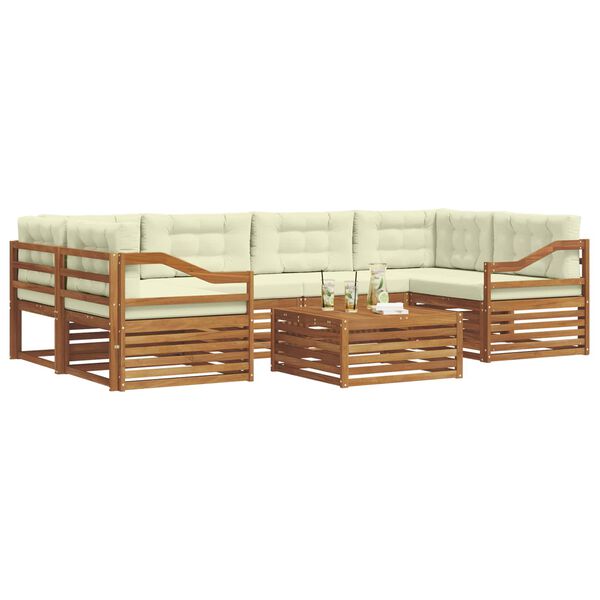 vidaXL Ensemble de canap&eacute;s d'ext&eacute;rieur 7 pcs Naturel et Cr&egrave;me