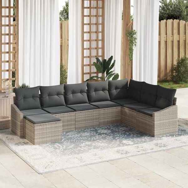 vidaXL Ensemble de canapé de jardin 8 pcs Gris clair polyrotin