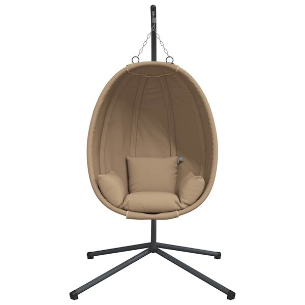 vidaXL Chaise suspendue en forme d'&oelig;uf et support taupe tissu et acier