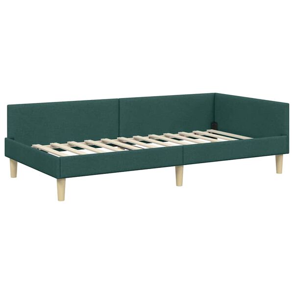 vidaXL Cadre de lit d'angle Vert foncé 80 x 200 cm tissu