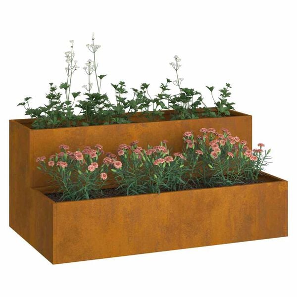 vidaXL Cache-pot de jardin Rouill&eacute; 100 x 60 x 45 cm
