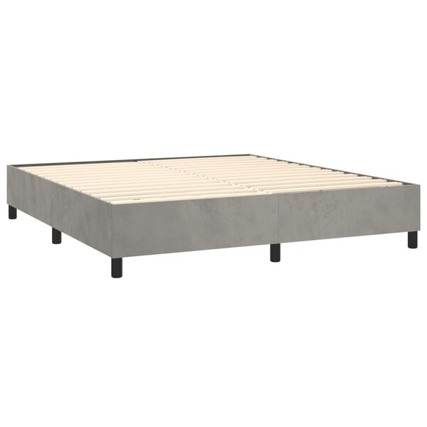 vidaXL Sommier &agrave; lattes de lit et matelas Gris clair 200x200cm Velours