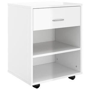 vidaXL Armoire &agrave; roulettes Blanc brillant 46x36x59cm Bois d&rsquo;ing&eacute;nierie