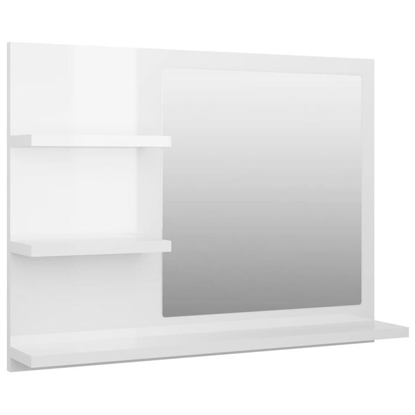 vidaXL Miroir de salle de bain blanc brillant bois d&rsquo;ing&eacute;nierie