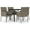 vidaXL Ensemble &agrave; manger de jardin coussins 5 pcs noir et gris