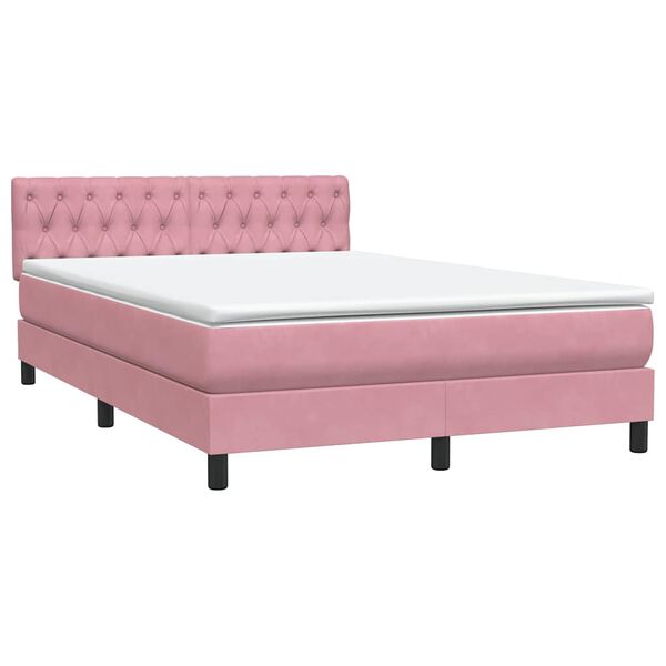 vidaXL Sommier &agrave; lattes de lit avec matelas rose 160x210 cm velours
