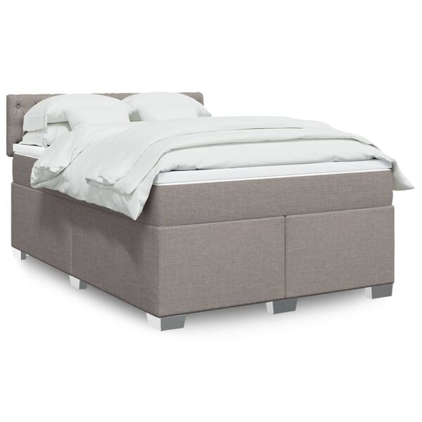vidaXL Sommier &agrave; lattes de lit avec matelas Taupe 160x200 cm Tissu