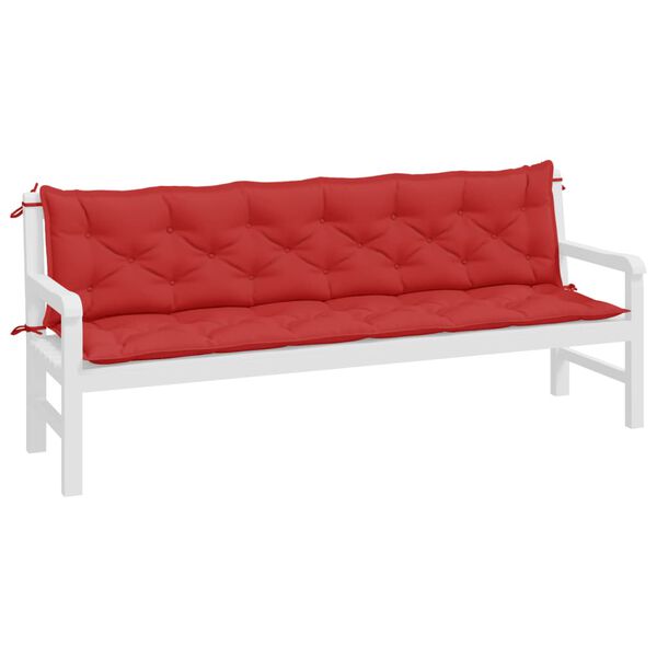 vidaXL Coussins de banc jardin lot de 2 rouge 200x50x7 cm tissu Oxford
