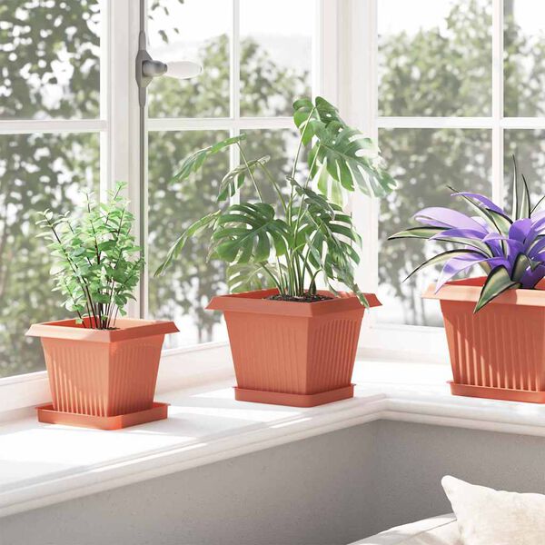 vidaXL Pot de Fleurs Carr&eacute; 6 pcs Rouge brique 20 x 20 x 16 cm