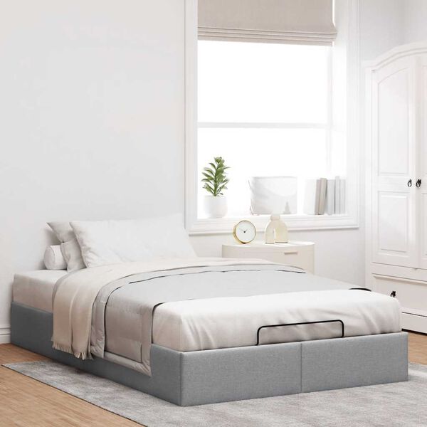 vidaXL Cadre de lit ottoman sans matelas gris clair 120x190 cm tissu