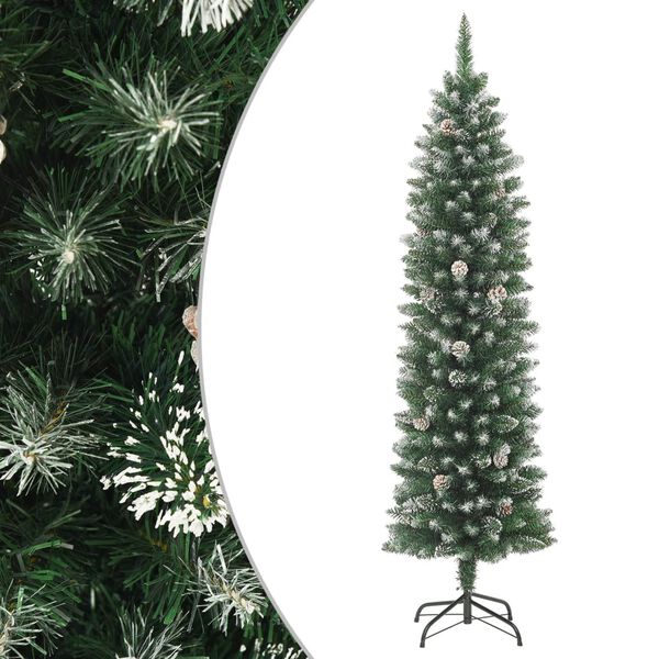 vidaXL Sapin de No&euml;l artificiel mince avec support 240 cm PVC