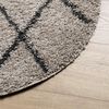 vidaXL Tapis shaggy &agrave; poils longs moderne beige et anthracite &Oslash; 80 cm