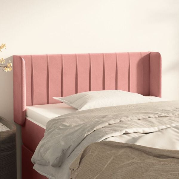vidaXL T&ecirc;te de lit avec oreilles Rose 103x16x78/88 cm Velours
