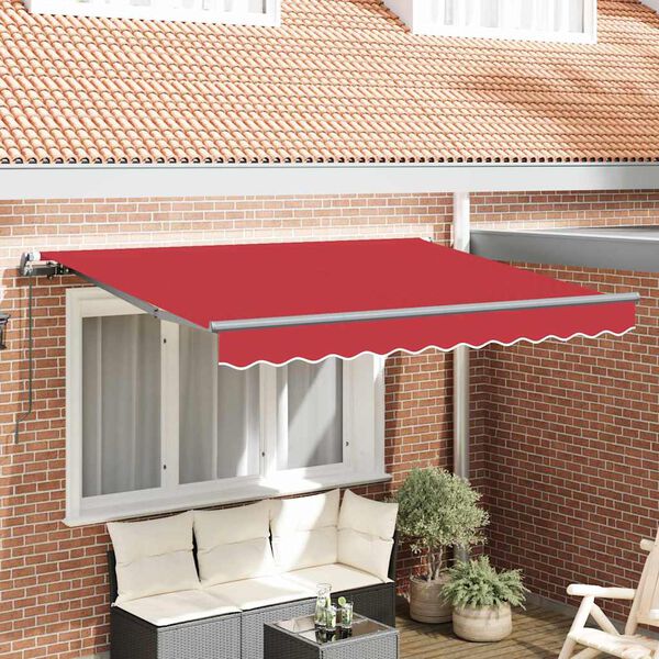 vidaXL Auvent R&eacute;tractable Rouge 350 x 200 cm tissu