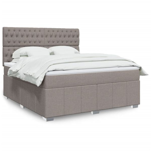 vidaXL Sommier &agrave; lattes de lit avec matelas Taupe 180x200 cm Tissu