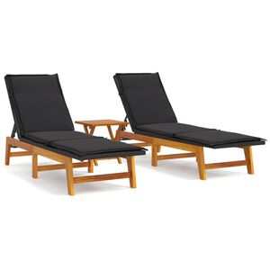 vidaXL Salon de jardin 3 pcs r&eacute;sine tress&eacute;e et bois massif d'acacia