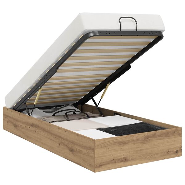 vidaXL Cadre de lit ottoman avec stockage Ch&ecirc;ne artisanal 90 x 200 cm