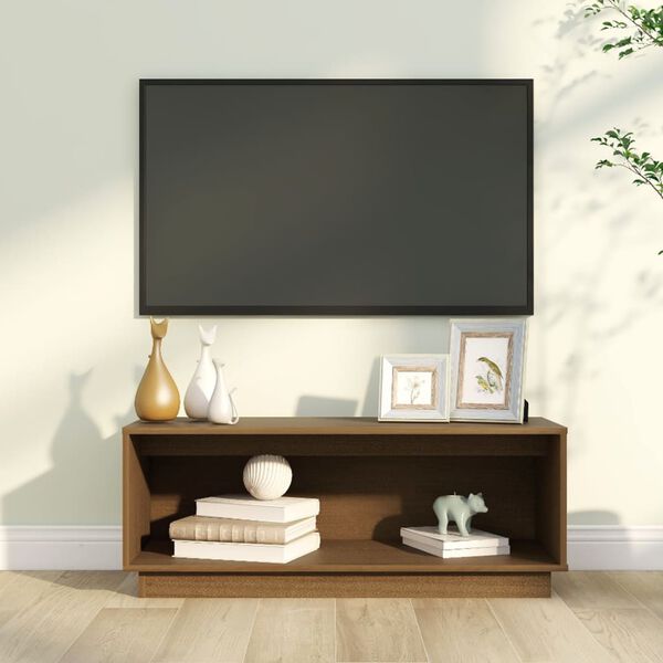 vidaXL Meuble TV Marron miel 90x35x35 cm Bois de pin massif