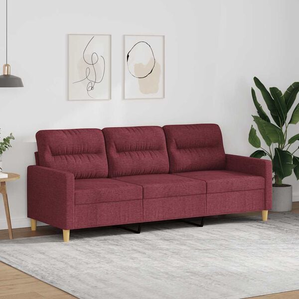 vidaXL Canap&eacute; &agrave; 3 places Rouge bordeaux 180 cm Tissu