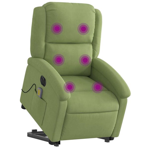 vidaXL Fauteuil inclinable de massage &eacute;lectrique vert clair velours