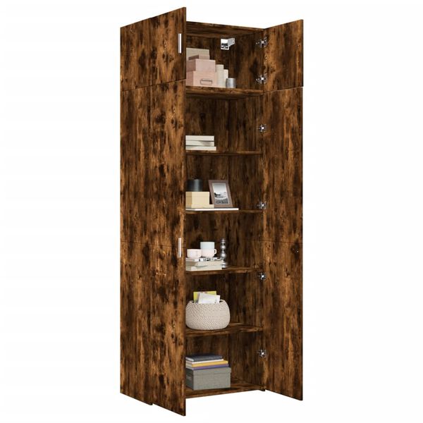 vidaXL Armoire de rangement ch&ecirc;ne fum&eacute; 80x42,5x225cm bois d'ing&eacute;nierie