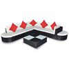 vidaXL Salon de jardin 8 pcs avec coussins r&eacute;sine tress&eacute;e noir