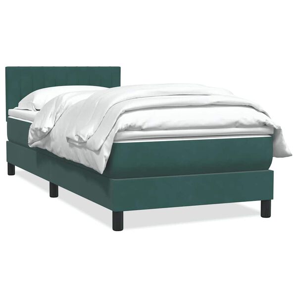 vidaXL Sommier &agrave; lattes de lit et matelas vert fonc&eacute; 80x220 cm velours