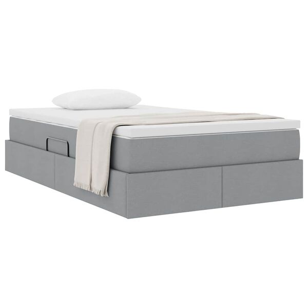 vidaXL Lit avec rangement et matelas Gris clair 120 x 200 cm Polyester