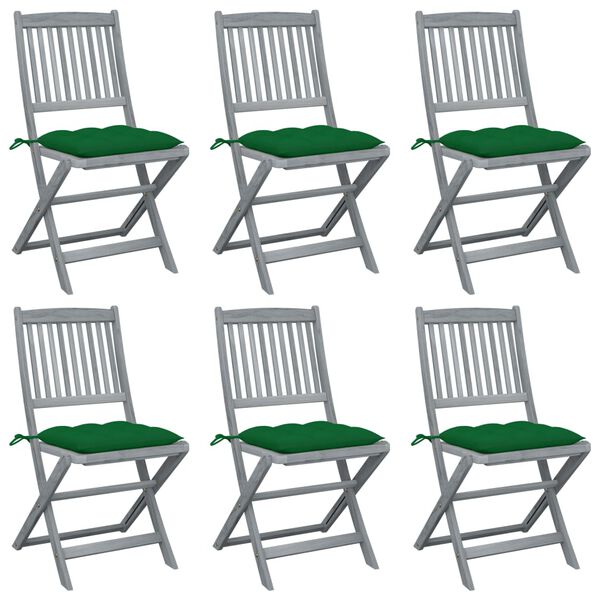 vidaXL Chaises pliables d'ext&eacute;rieur lot de 6 et coussins Bois d'acacia