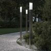vidaXL Bornes lumineuses avec d&eacute;tecteur lot de 3 110 cm acier inoxydable IP44