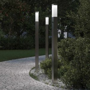vidaXL Bornes lumineuses avec d&eacute;tecteur lot de 3 110 cm acier inoxydable IP44