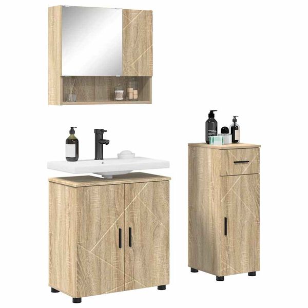 vidaXL Ensemble de mobilier de salle de bain 3 pcs Ch&ecirc;ne Sonoma