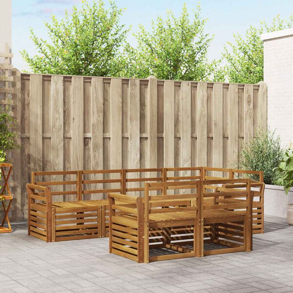 vidaXL Ensembles de canap&eacute;s 7 pcs Naturel Bois d'Acacia Massif