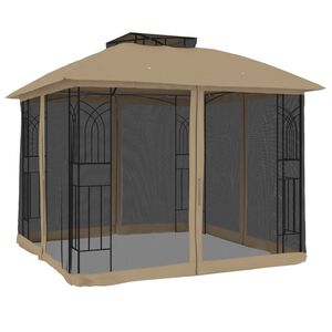 vidaXL Tonnelle avec double toit et parois en filet taupe acier