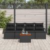 vidaXL Ensemble de canapé de jardin avec coussin 5 pcs Noir polyrotin