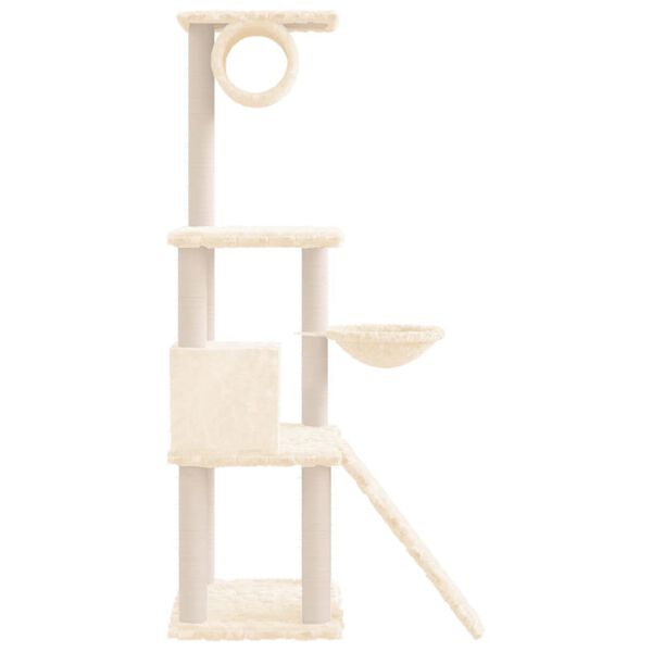 vidaXL Arbre &agrave; chat avec griffoirs en sisal Cr&egrave;me 131 cm