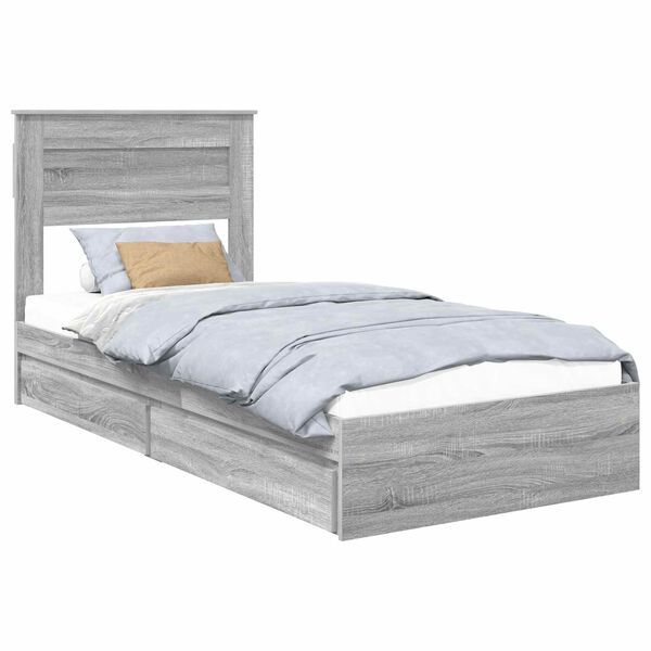 vidaXL Lit de Rangement Gris Sonoma 75 x 190 cm Bois d'ing&eacute;nierie