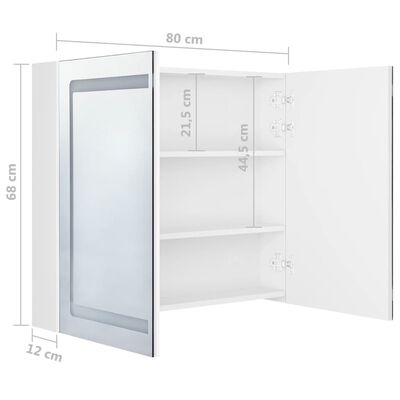 vidaXL Armoire de salle de bain à miroir LED Blanc brillant 80x12x68cm