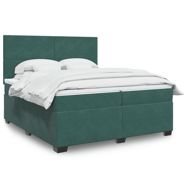vidaXL Sommier &agrave; lattes de lit et matelas Vert fonc&eacute; 200x200cm Velours