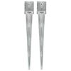 vidaXL Piquets au sol 2 pcs Argent&eacute; 12x12x89 cm Acier galvanis&eacute;