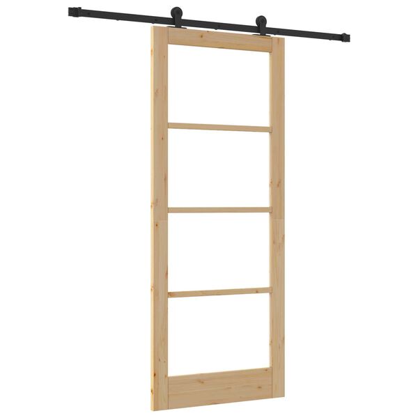 vidaXL Porte coulissante ORKDAL Naturel et Noir 86 x 211 cm