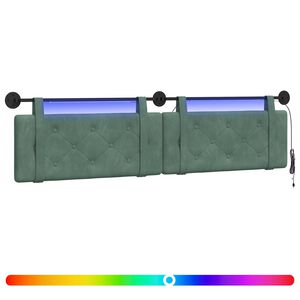vidaXL T&ecirc;te de lit suspendue Avec lumi&egrave;re LED Vert Mer Velours