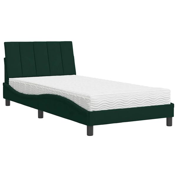 vidaXL Lit avec matelas Hanko vert fonc&eacute; 100x200 cm velours