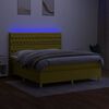 vidaXL Sommier &agrave; lattes de lit et matelas et LED Vert 180x200 cm Tissu