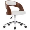 vidaXL Chaise pivotante de bureau Blanc Bois courb&eacute; et similicuir