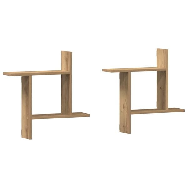 vidaXL &Eacute;tag&egrave;res murales 2 pcs ch&ecirc;ne artisanal bois d'ing&eacute;nierie
