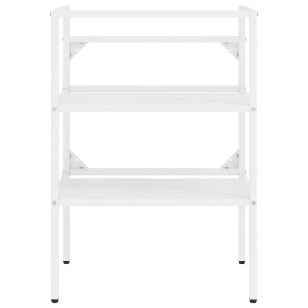 vidaXL Cadre de lavabo de salle de bain vasque à encastrer Blanc Fer